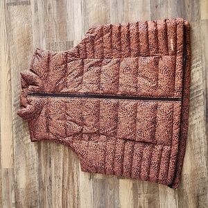 Lands End Women's Cheetah Print Puffer Vest Sz 1X